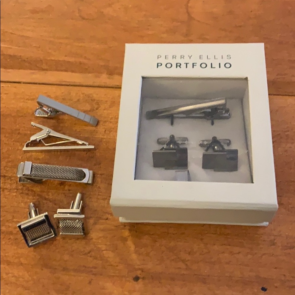 Lot of Silver Tie Clips and Cuff Links